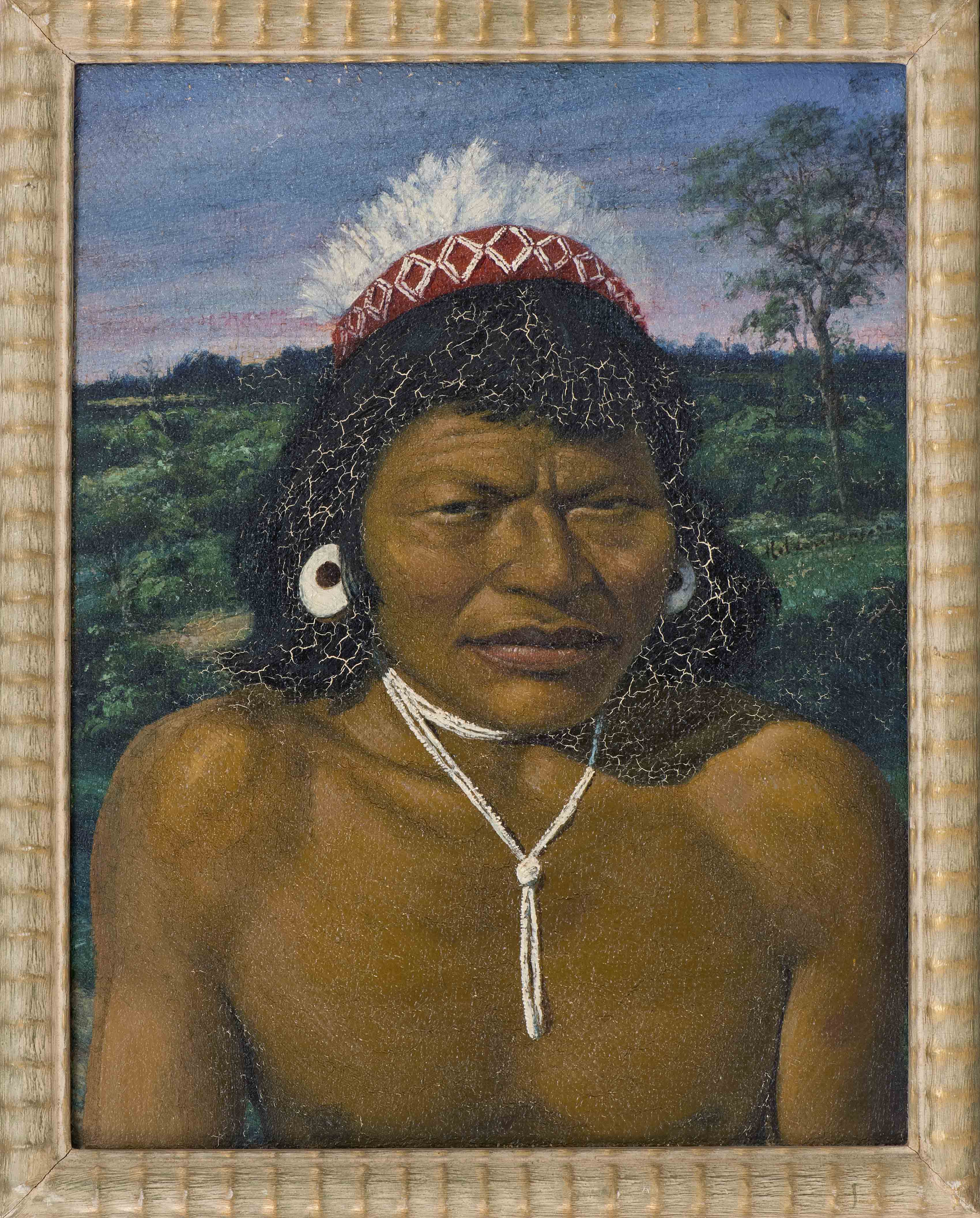 Appraisal: SOUTH AMERICAN SCHOOLMid- th CenturyPortrait of a Chaco American Native