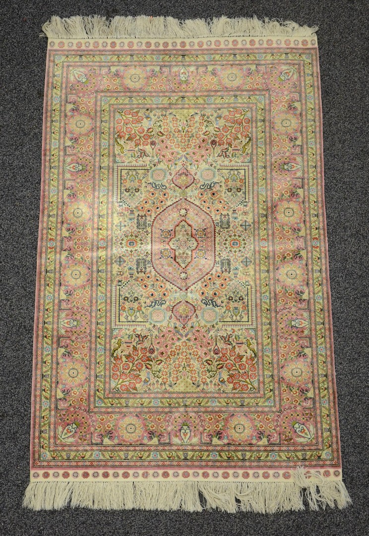 Appraisal: x Turkisk silk carpet