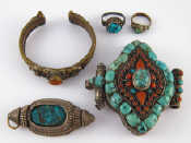 Appraisal: A mixed lot including antique Indian silver turquoise coral and