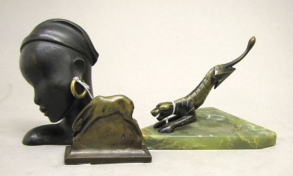 Appraisal: Three Art Deco bronzes second quarter th century Comprising Hagenaeur