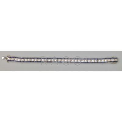 Appraisal: DIAMOND PLATINUM STRAIGHT LINE BRACELET Art Deco style milgrain details