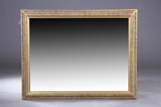 Appraisal: STANFORD WHITE STYLE GRILLE MIRROR th century composition red bole