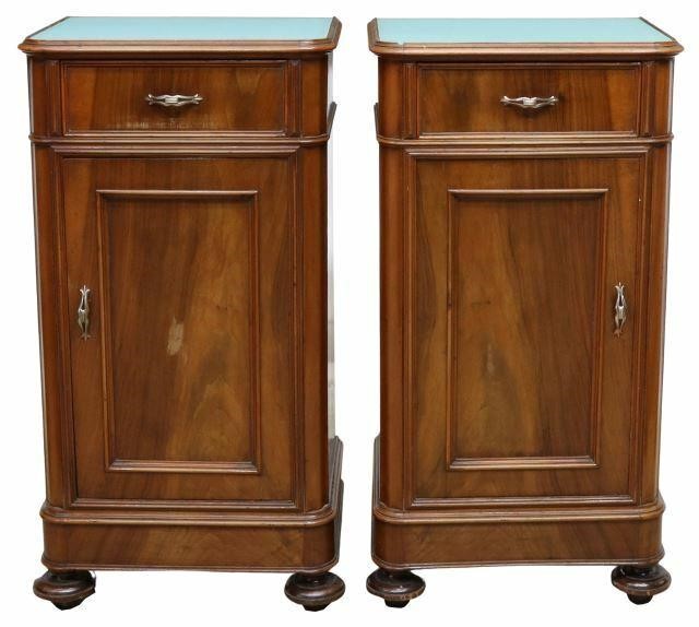 Appraisal: lot of Italian walnut bedside cabinets late th c later