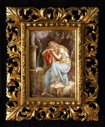 Appraisal: K P M PORCELAIN PLAQUE Signed H Conmans impressed K