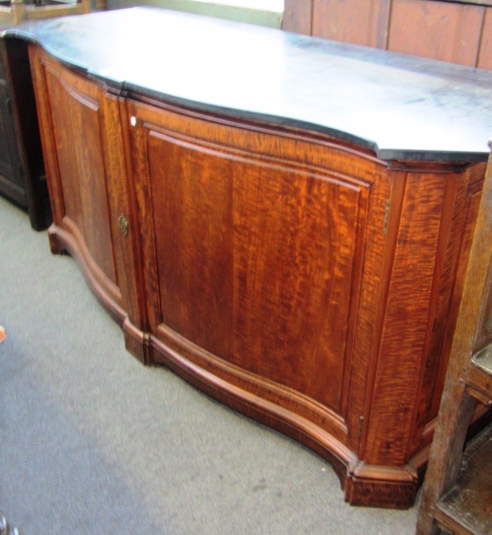 Appraisal: A large th century side cabinet the serpentine slate top