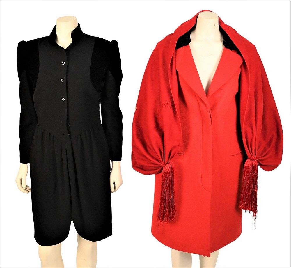 Appraisal: Vintage Valentino Shawl Coat and Coat Dress to include red