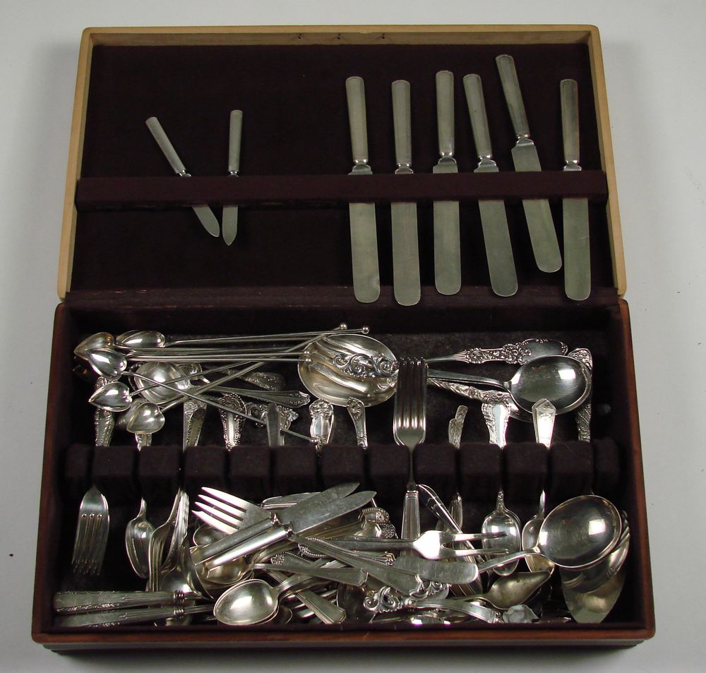 Appraisal: LOT OF STERLING SILVER AND SILVER PLATED FLATWARE th CenturyBy