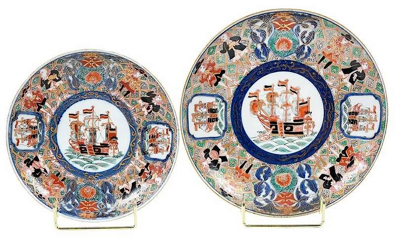 Appraisal: Two Japanese Imari Export Plates late th century enamel decorated