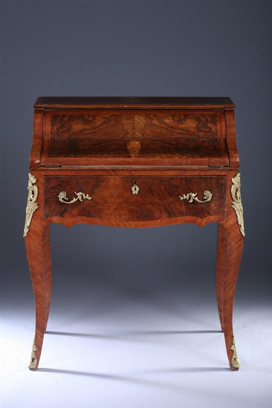 Appraisal: LOUIS XV STYLE WALNUT VENEERED BUREAU A CYLINDRE DESK th