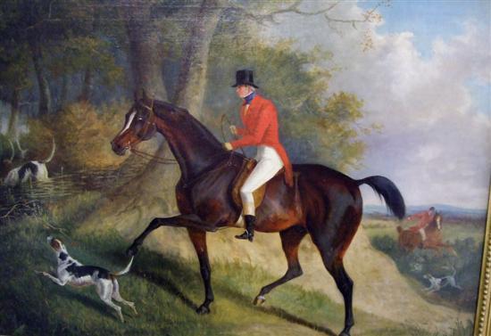 Appraisal: Follower of John Ferneley c - huntsman on a chestnut