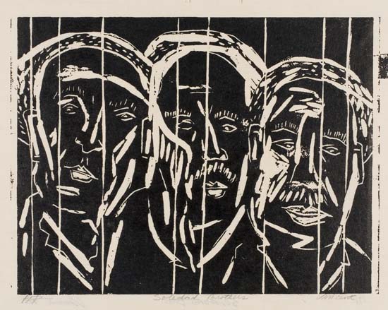 Appraisal: VINCENT SMITH - Soledad Brothers Woodcut on thin cream Japan