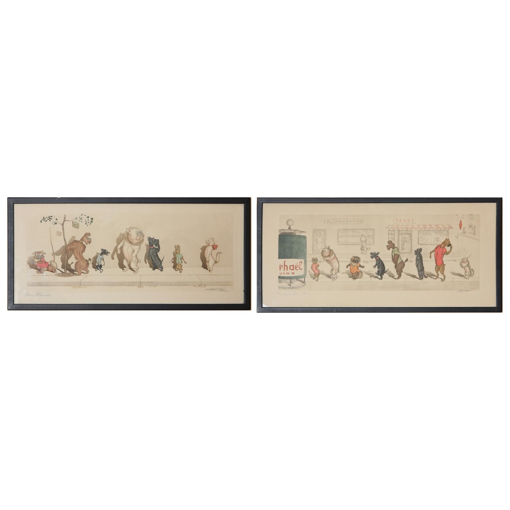 Appraisal: Boris O'Klein Russian - Two Hand Colored Etchings each depicting