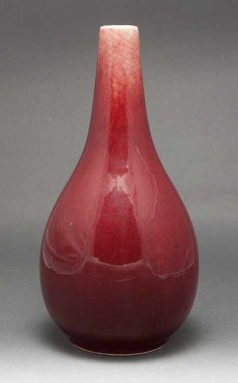 Appraisal: Chinese sang-de-boeuf porcelain bottle-form vase th century in H Estimate