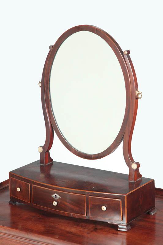 Appraisal: FEDERAL SHAVING MIRROR American mahogany and mahogany veneer pine secondary