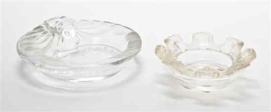 Appraisal: Two Molded and Frosted Glass Lalique Ash Receivers the first