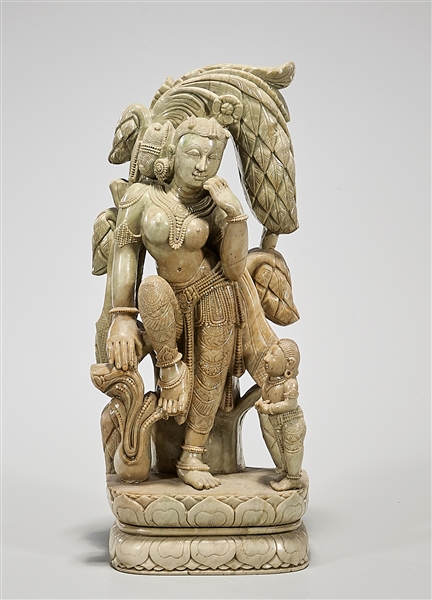 Appraisal: Indian soapstone figure of Tara with attendant x x approx