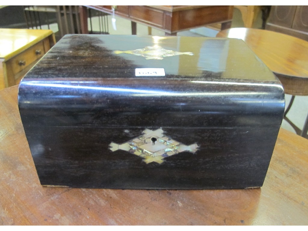 Appraisal: Coromandel and mother of pearl sewing box