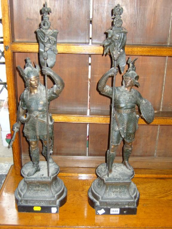 Appraisal: A pair of th century Spelter figures of ancient warriors