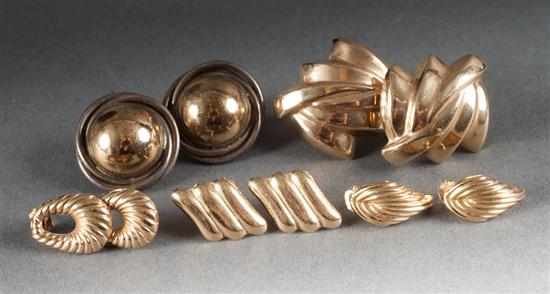 Appraisal: Group of K gold post earrings together with a pair