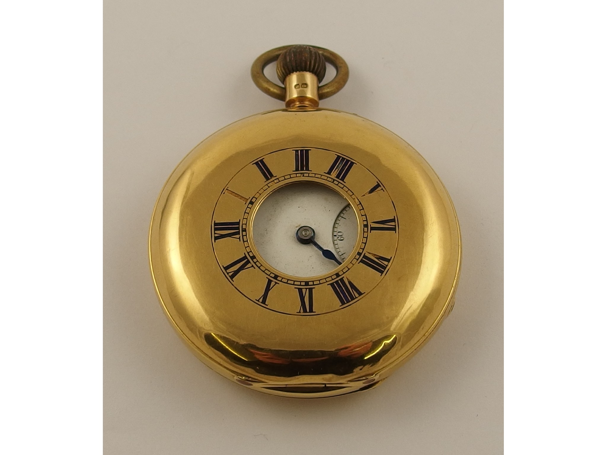 Appraisal: An ct half hunter pocket watchwith blue enamelled chapter ring