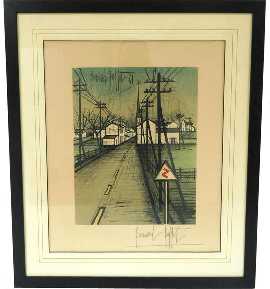 Appraisal: Bernard Buffet French - La Route colored lithograph depicts a