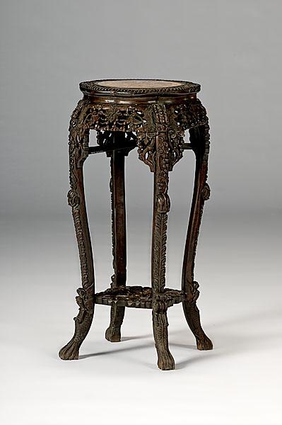 Appraisal: TALL CHINESE FERN STAND WITH MARBLE TOP ca - rosewood