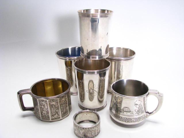 Appraisal: Group of sterling drinking vessels including pair of Trees Sterling