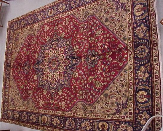 Appraisal: Persian Tabriz ' x ' red field with tan and