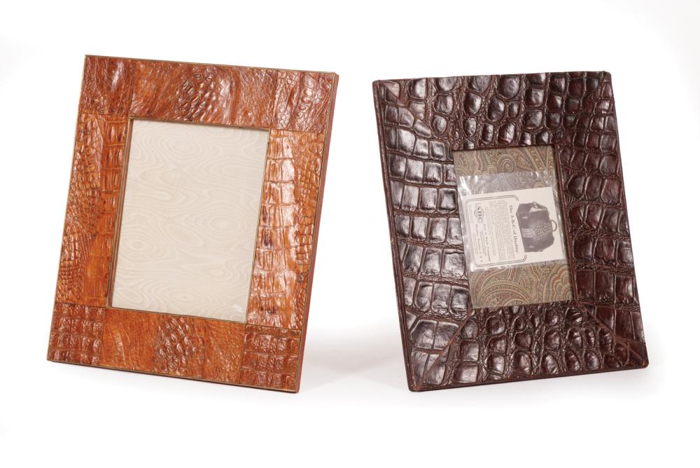 Appraisal: Two Alligator Skin Picture Frames incl one with Abel Bach