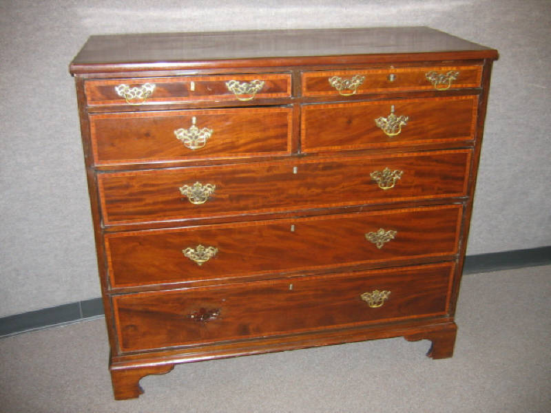 Appraisal: ENGLISH GEORGE III MAHOGANY CHEST OF DRAWERS Rectangular top above