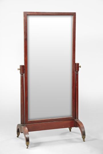 Appraisal: Regency-Style Mahogany Cheval Mirror ca the large rectangular molded frame