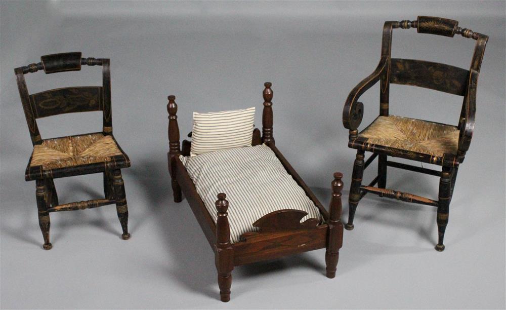 Appraisal: TWO HITCHCOCK PAINTED AND STENCILED CHILDRENS' CHAIRS TH CENTURY TOGETHER