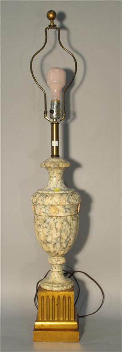 Appraisal: ALABASTER AND MARBLE TABLE LAMP Fashioned as an urn and