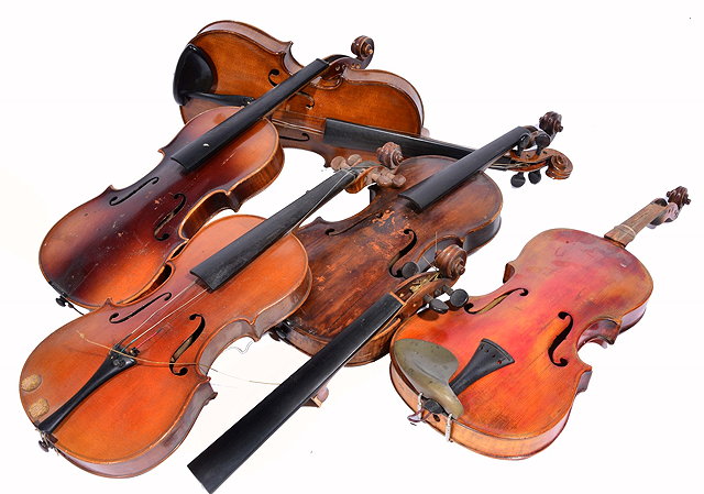 Appraisal: A GROUP OF FIVE OLD VIOLINS for restoration