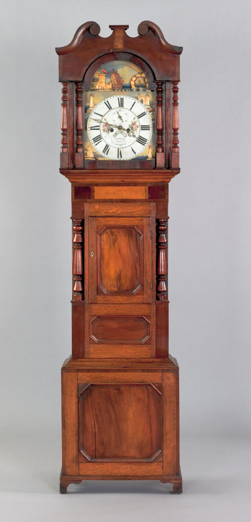 Appraisal: English Regency tall case clock early th c the broken