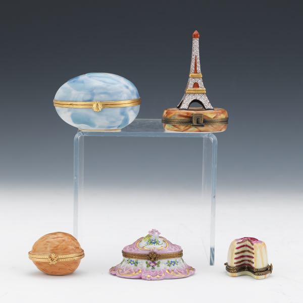 Appraisal: SIX LIMOGES PORCELAIN MINIATURE TRINKET BOXES INCLUDING BY RICHARD AND