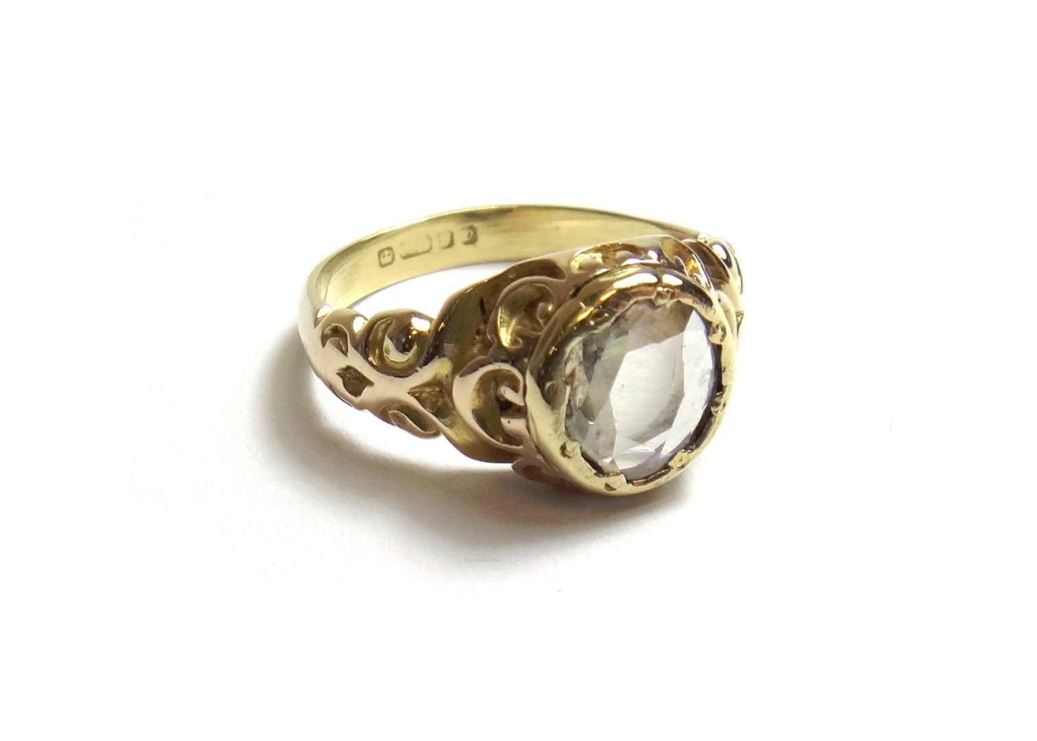 Appraisal: A gold and diamond set single stone ring mounted with