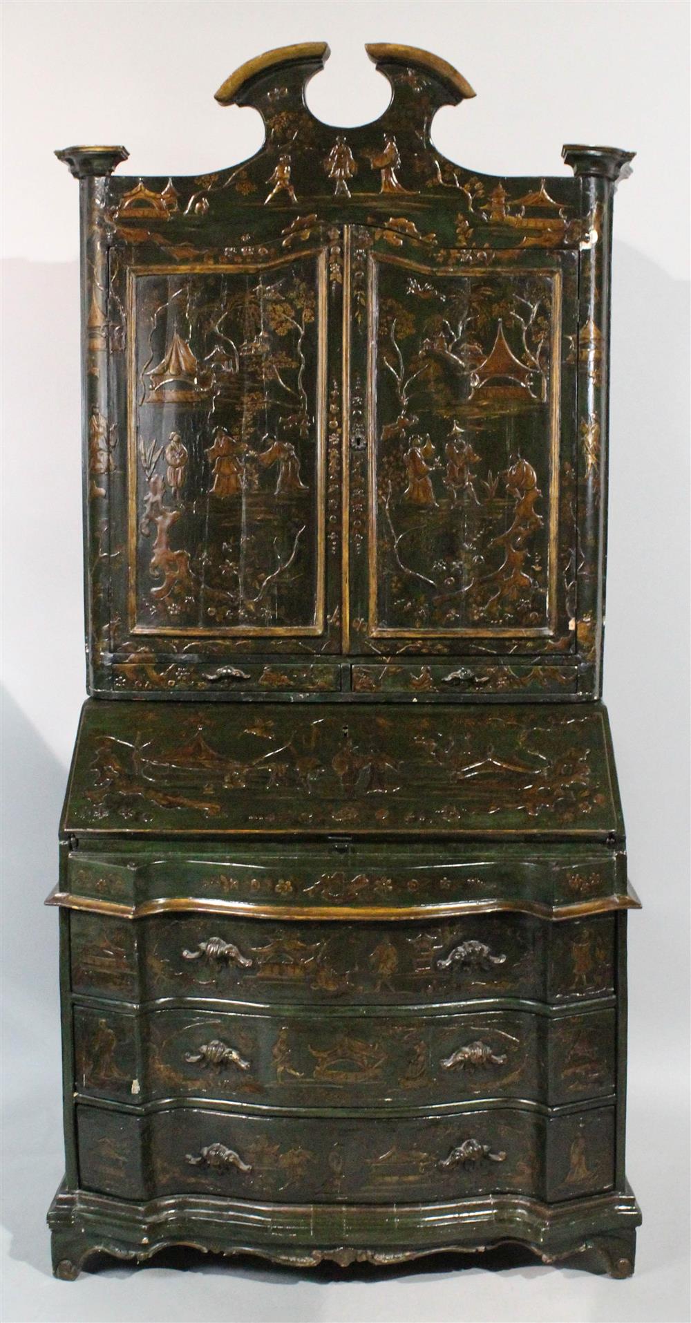 Appraisal: ITALIAN BAROQUE CHINOISERIE SECRETARY BOOKCASE in two parts the upper