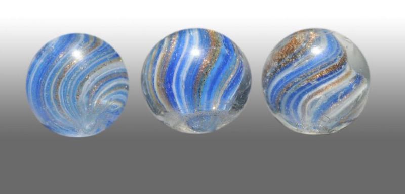 Appraisal: Lot of Blue Glass Onionskin Lutz Marbles Condition Size All