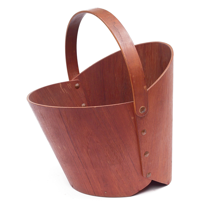 Appraisal: Danish Modern bucket round form in teak veneer with copper