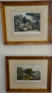 Appraisal: Two Currier Ives colored lithographs including American Homestead Autumn and