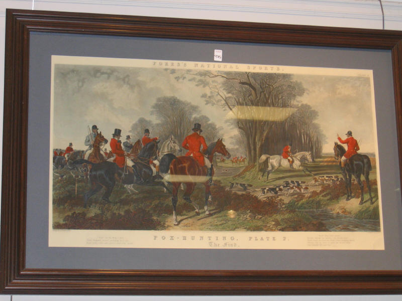 Appraisal: FORES'S NATIONAL SPORT Framed hand colored engraving titled FOX-HUNTING PLATE