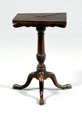 Appraisal: Chippendale handkerchief table mahogany with figured mahogany square top with