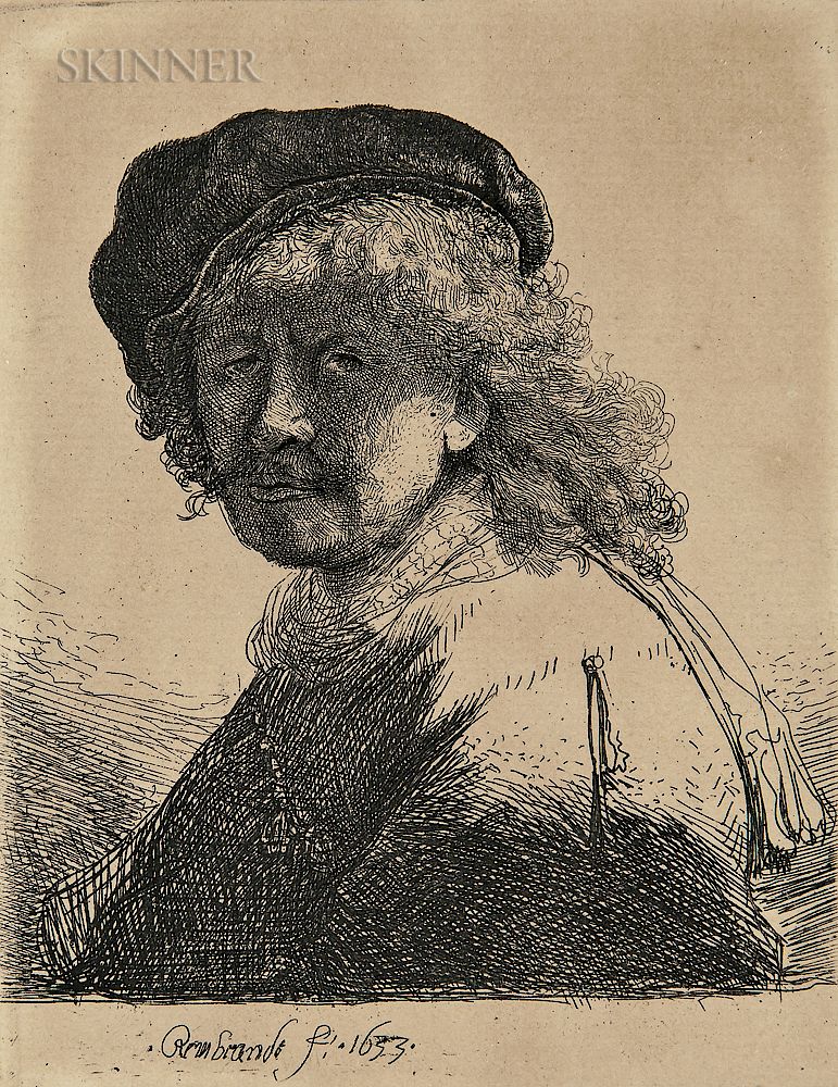 Appraisal: Rembrandt van Rijn Dutch - Self Portrait in a Cap