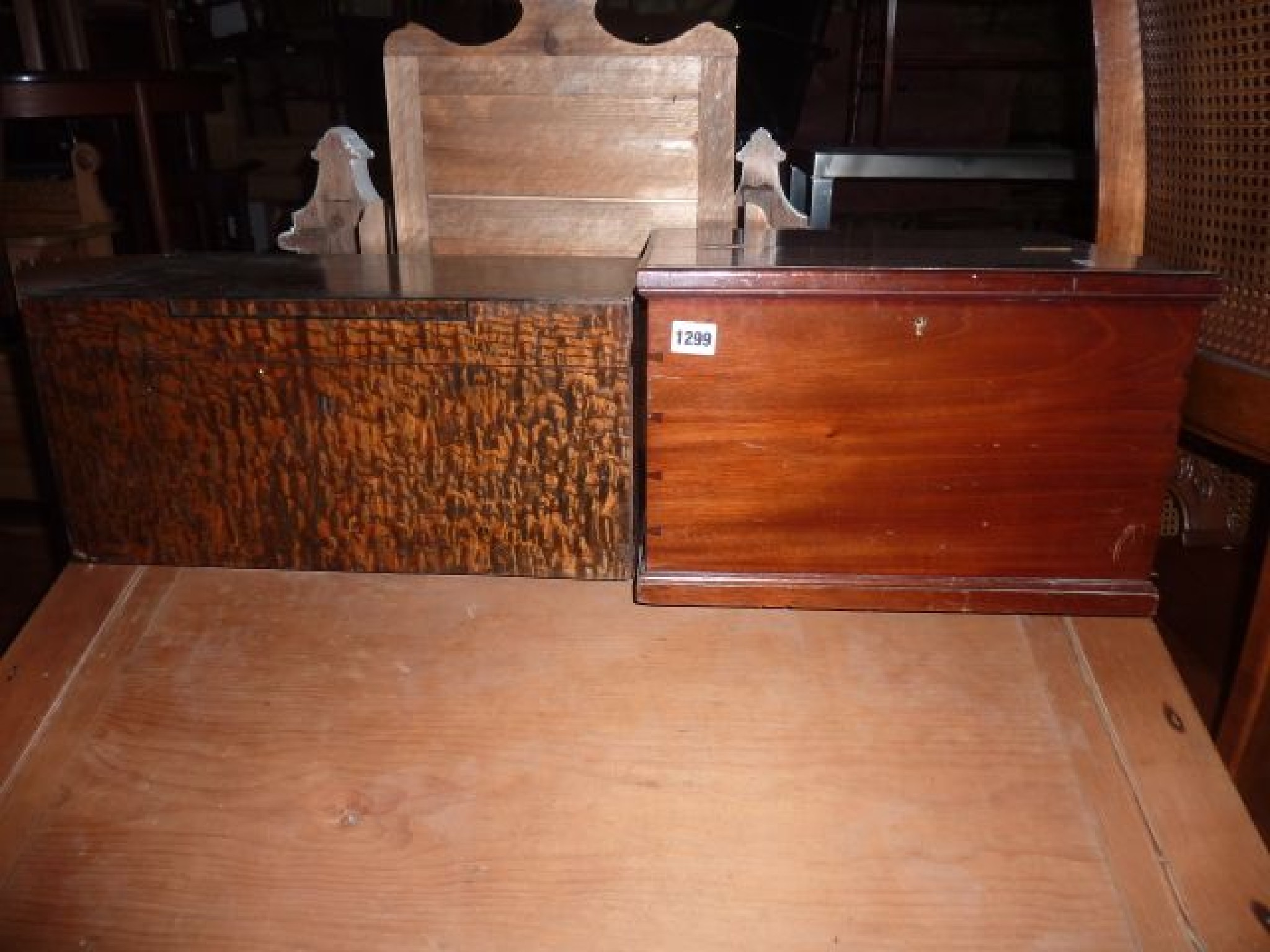 Appraisal: An ashwood letterbox with three slots together with a th