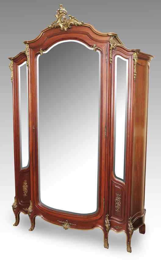 Appraisal: FRANCOIS LINKE QUALITY FRENCH ARMOIRE Foliate scroll ormolu crest marked