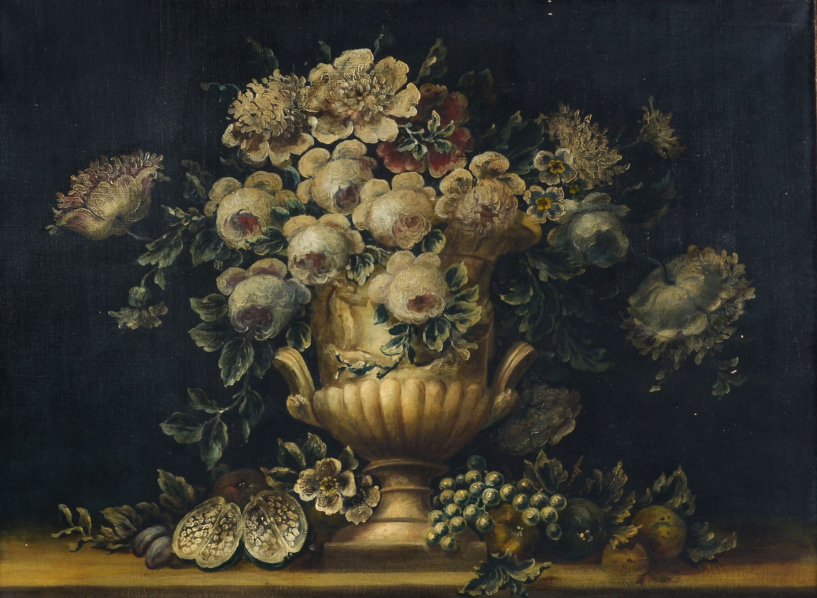 Appraisal: LARGE NEOCLASSICAL STYLE FLORAL STILL LIFE PAINTING Oil Canvas ''