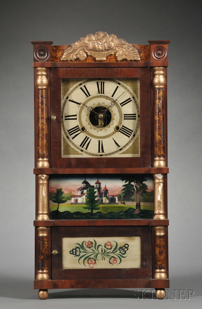 Appraisal: Birge Mallory Company Miniature Triple Decker Shelf Clock Bristol Connecticut