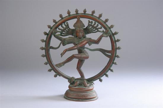 Appraisal: INDIAN BRONZE FIGURE OF DEITY th century Standing on lotus-form