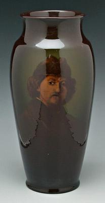 Appraisal: Roseville Rozane vase portrait of gentleman wearing cap glossy brown